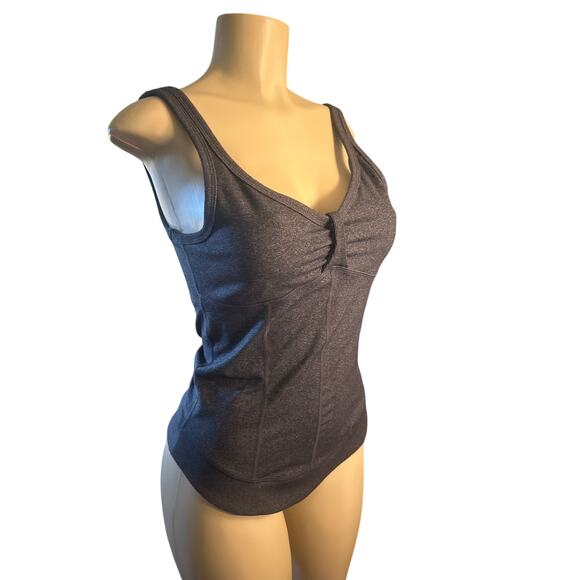 Women M Prana Shelf Bra Jessa Tank Top Yoga Run Dance Hike Climb Charcoal Gray - Picture 1 of 7